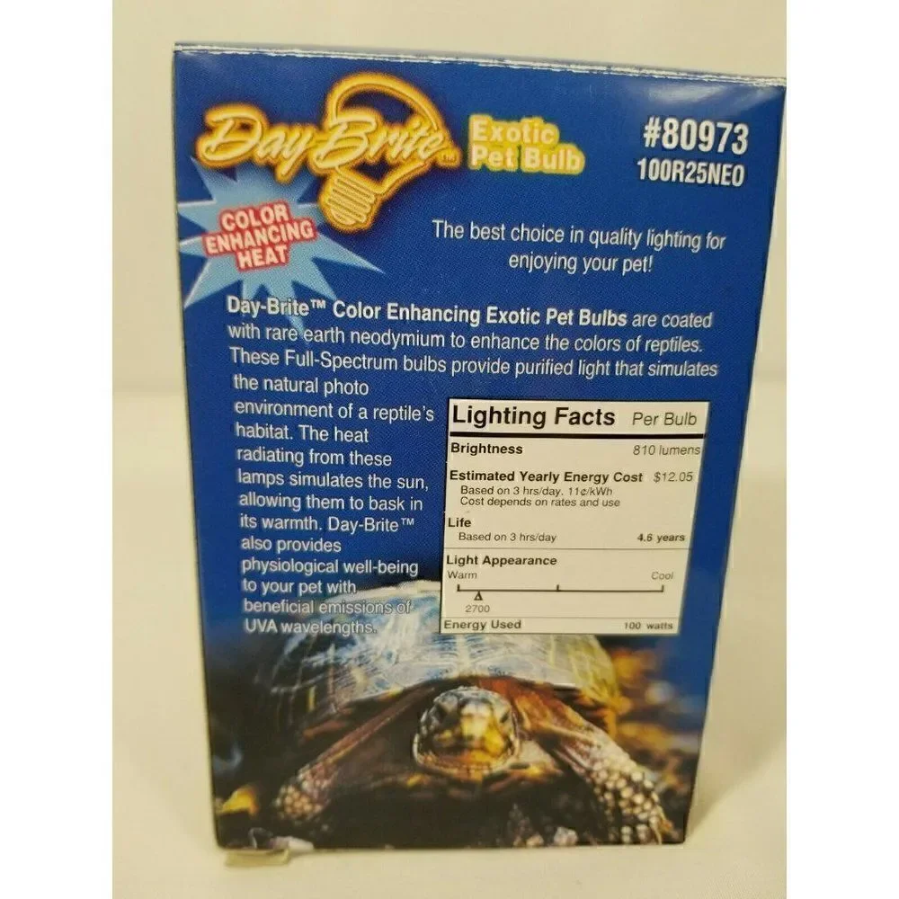 Day Brite 100W R25 Frost Neodymium Reptile Pet Full Spectrum Light Bulb, NIB